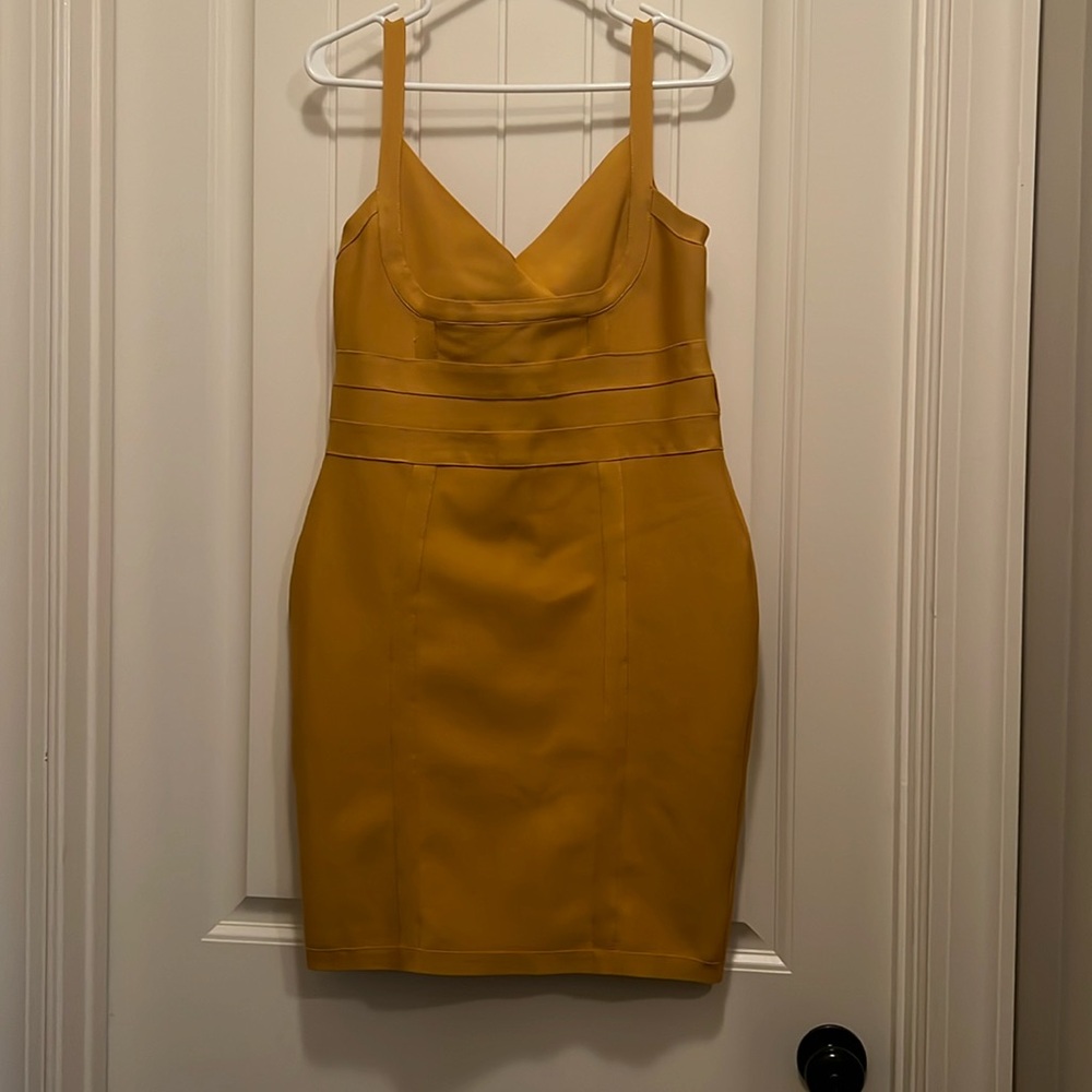 Mustard yellow bandage mini dress. Boohoo brand. Built not included. Size 12